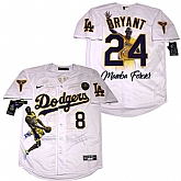 Dodgers 8 & 24 Kobe Bryant Nike White Portrait Commemorative Edition Cool Base Jersey